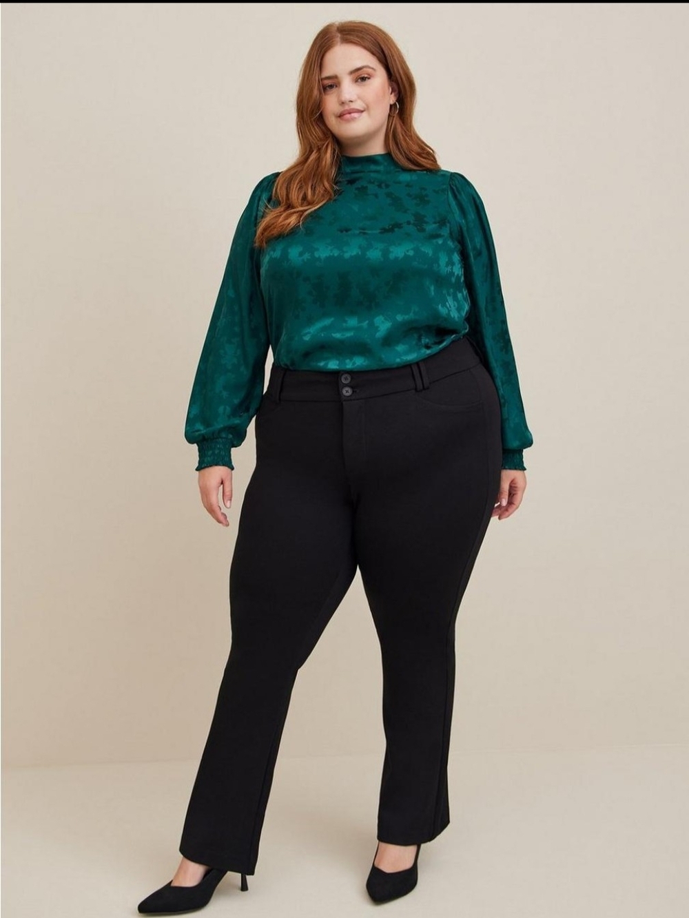 Torrid Disney Mickey Minnie Emerald Jacquard Puff Sleeve Blouse 2X
